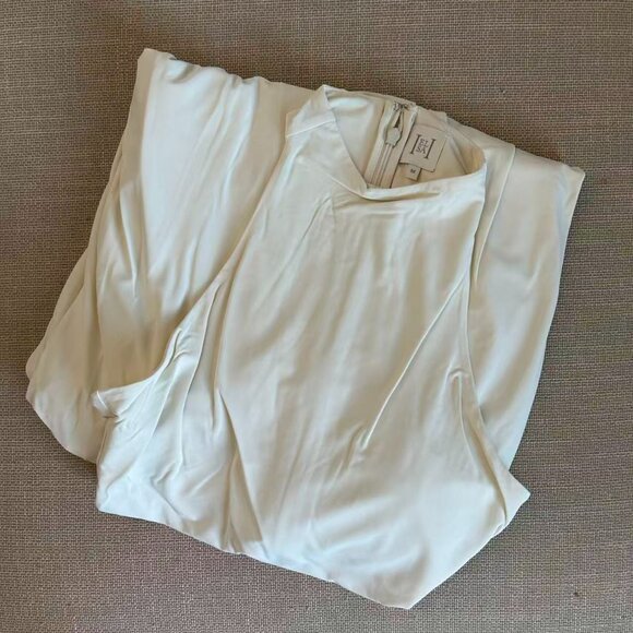 Helsa The Duchess Jersey Midi Dress Medium Ivory White Knit Cocktail Party - Picture 6 of 10